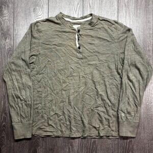 Rag & Bone Henley Shirt Men Large Green Long Sleeve Henley Standard Issue Casual